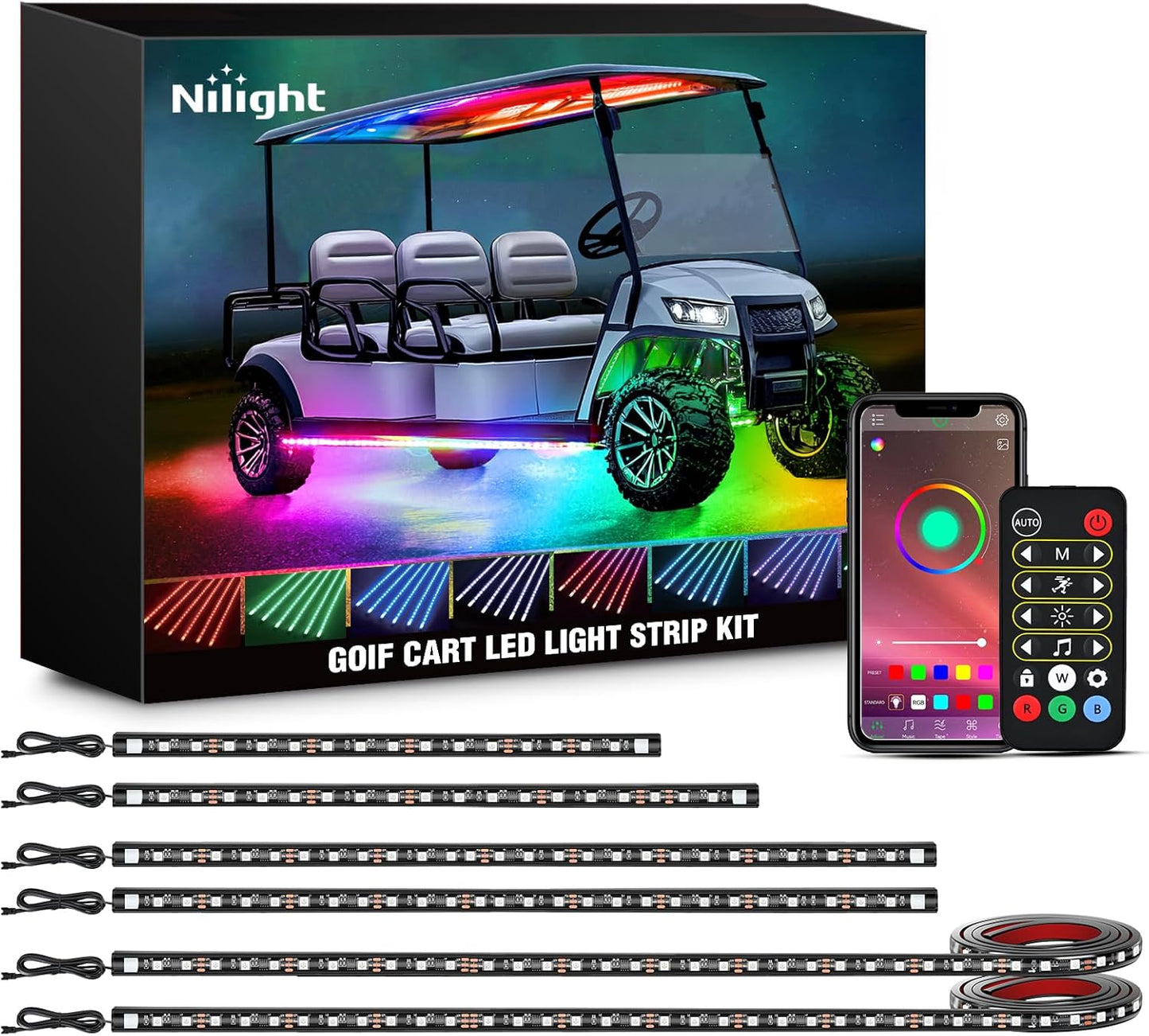 Nilight Golf Cart Underbody Light Kit with Remote Control