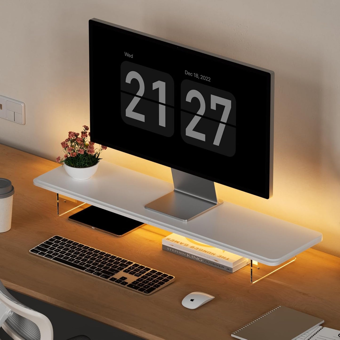 Monitor Stand Riser with LED Light and Adjustable Legs for Desk