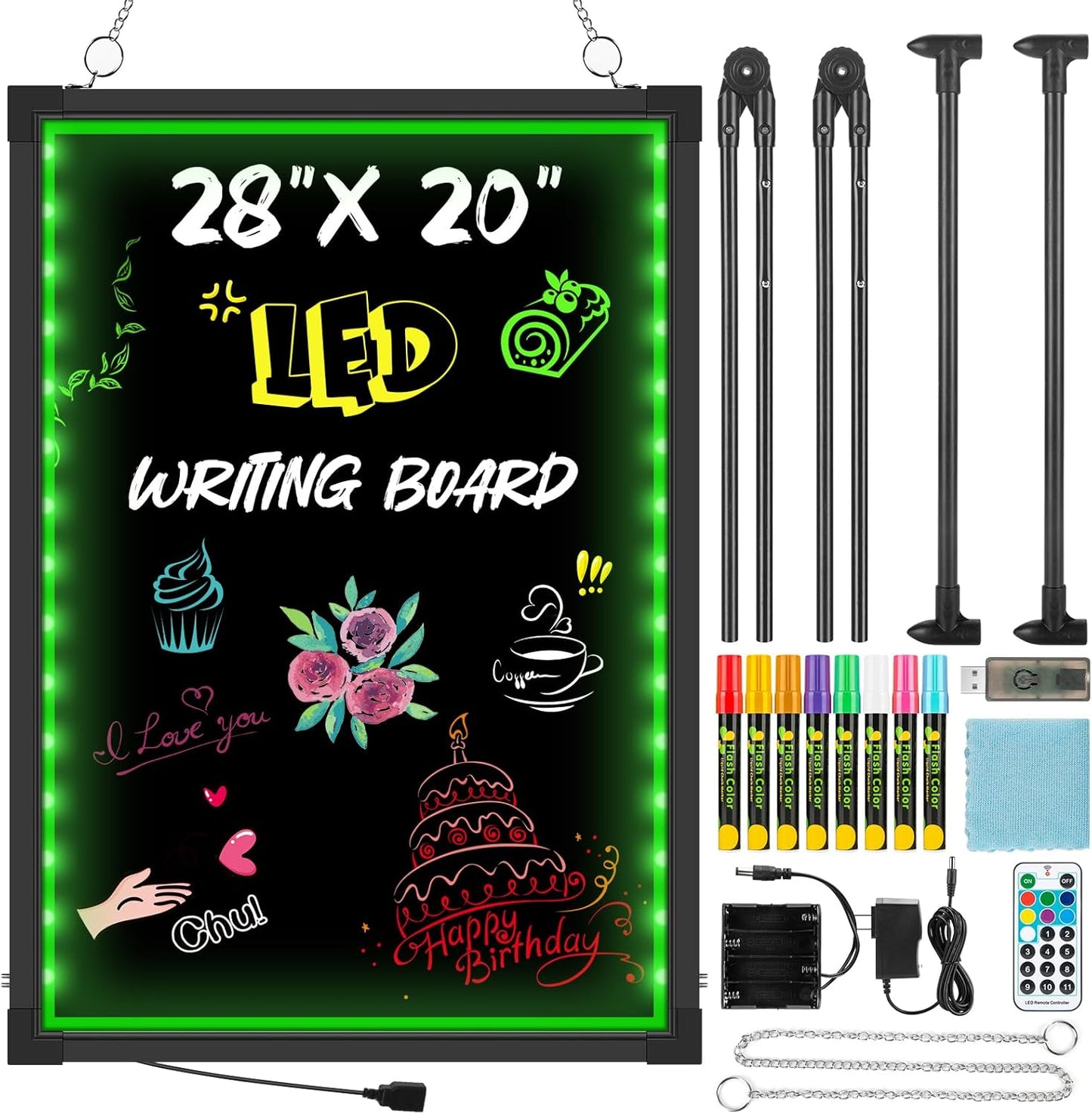 LED Message Writing Board for Restaurants and Shops, 28x20 in
