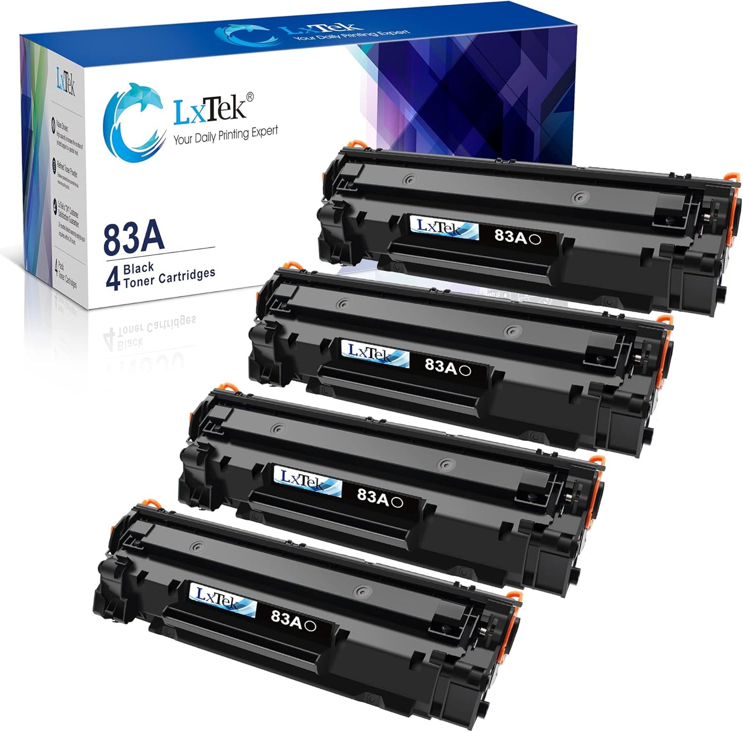 LxTek Compatible Toner Cartridge for HP 83A - 4 Pack Black