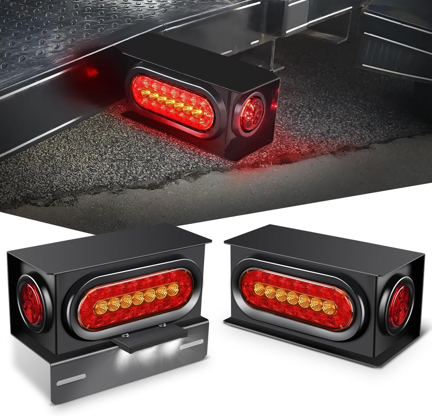 Nilight Steel Trailer Light Boxes Kit with 3LED License Plate Lights