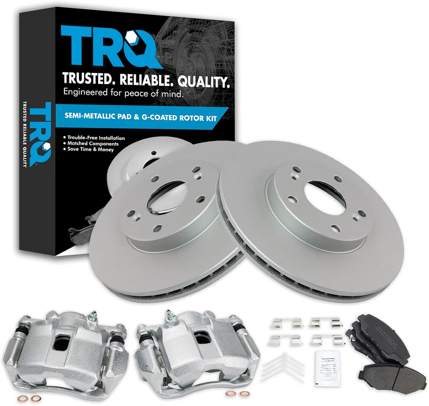 TRQ Front Brake Pad & Rotor Kit for 2014 Honda Fit - Premium Quality