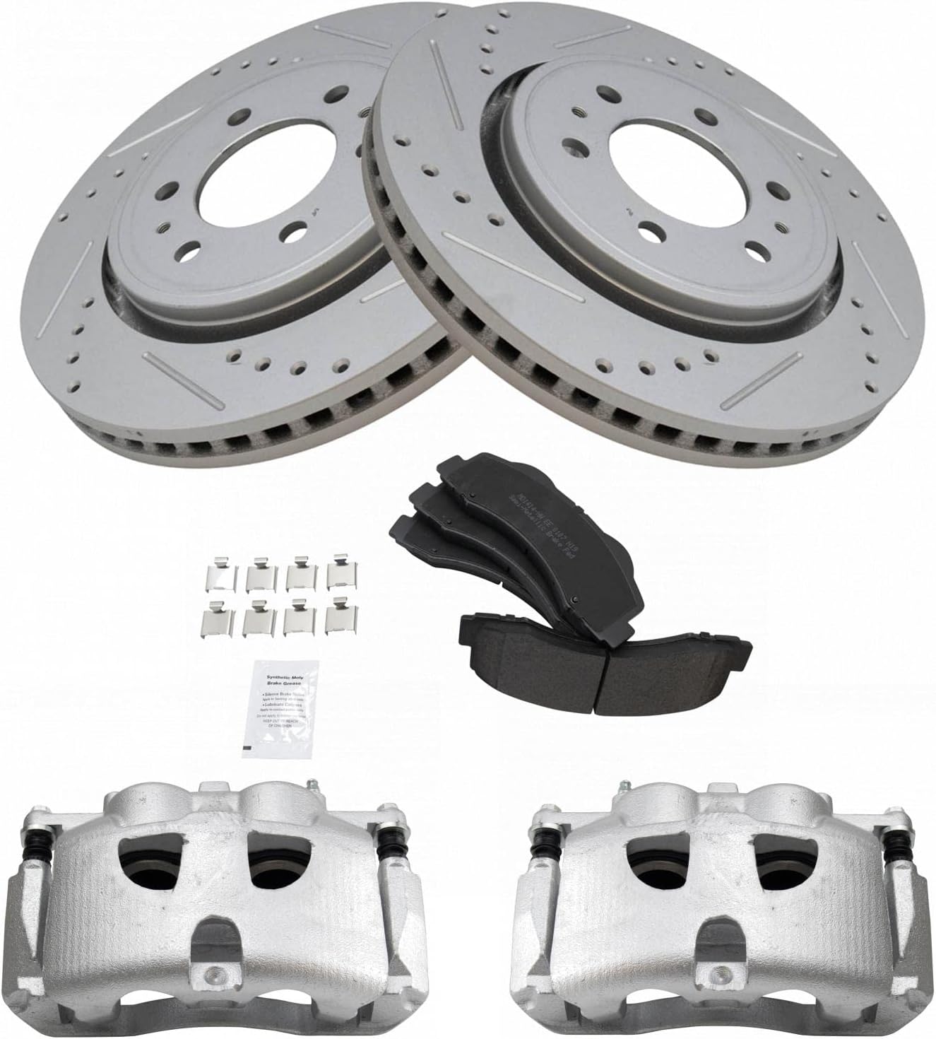 TRQ Performance Front Brake Calipers Pads & Rotors for Ford