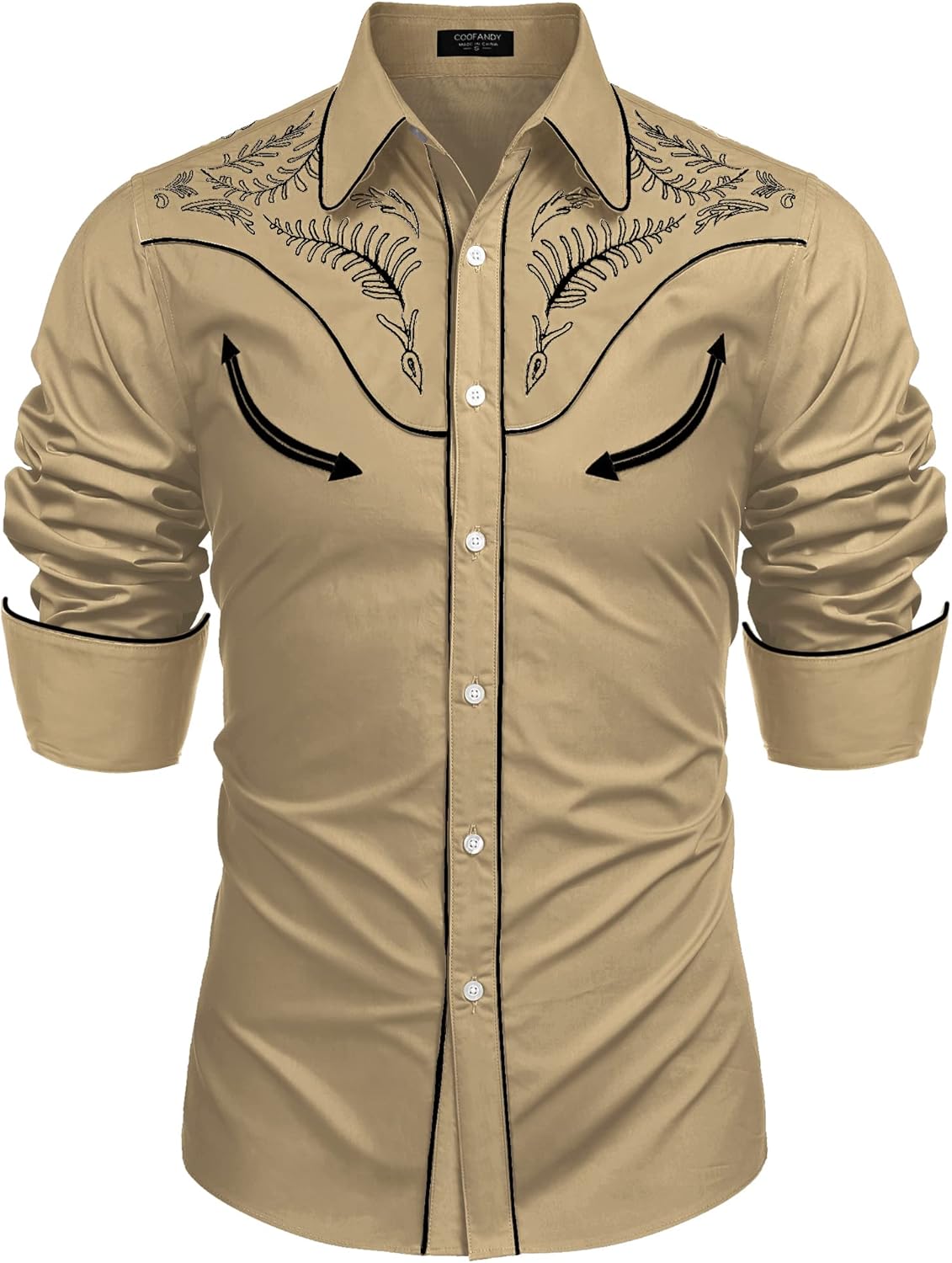 COOFANDY Men's Western Cowboy Shirt for Stylish Casual Wear