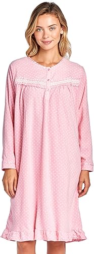 Cozy Long Sleeve Fleece Nightgown for Women - Casual Nights