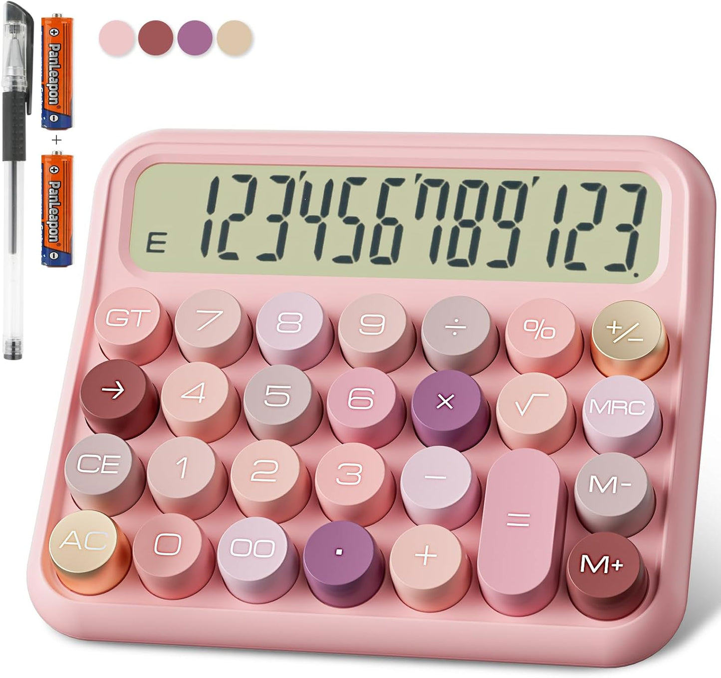 DECKLIT 12-Digit Mechanical Calculator - Easy Press Big Buttons, Large LCD Display