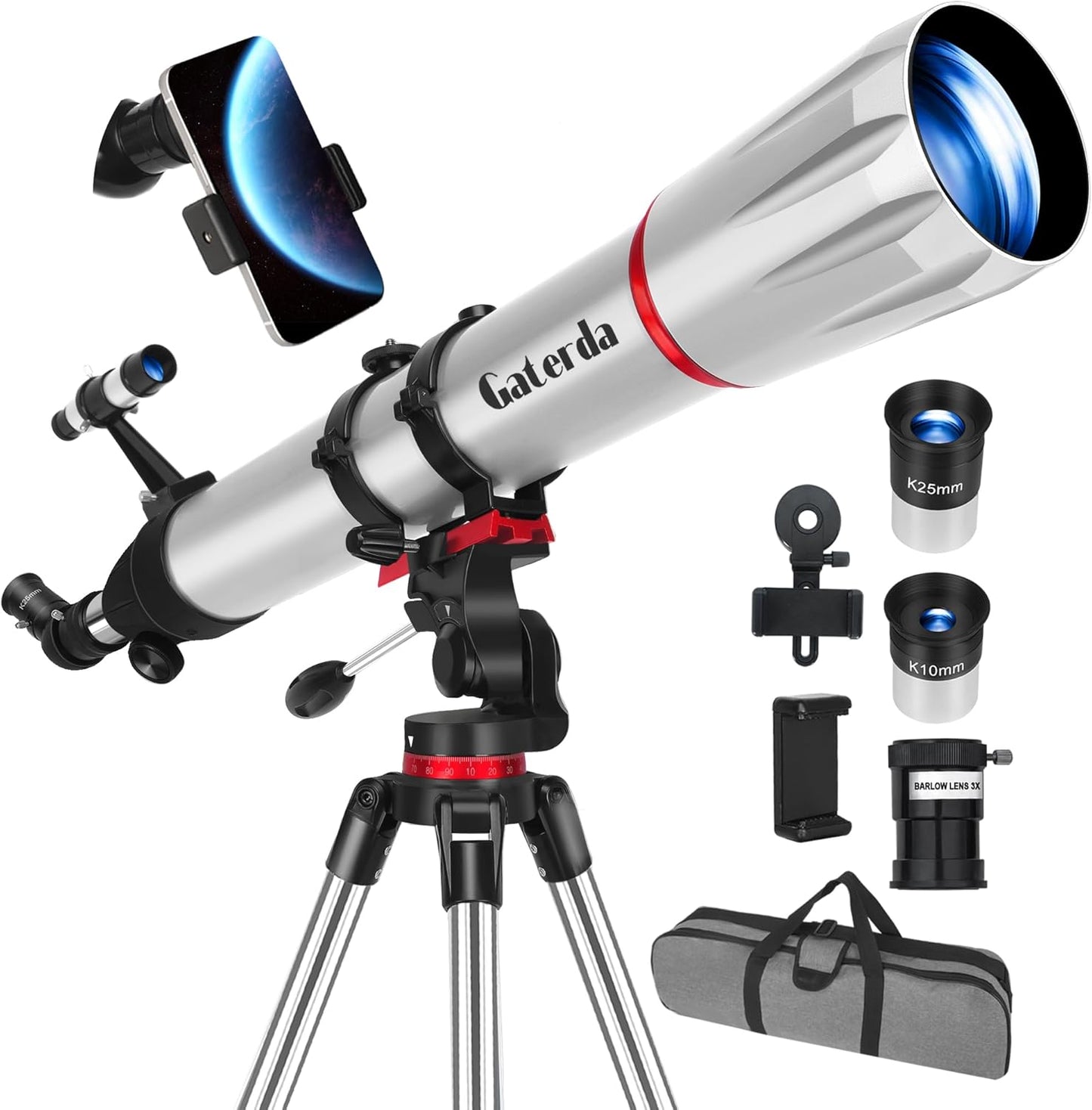 90mm Aperture Refractor Telescope for Adults with Accessories