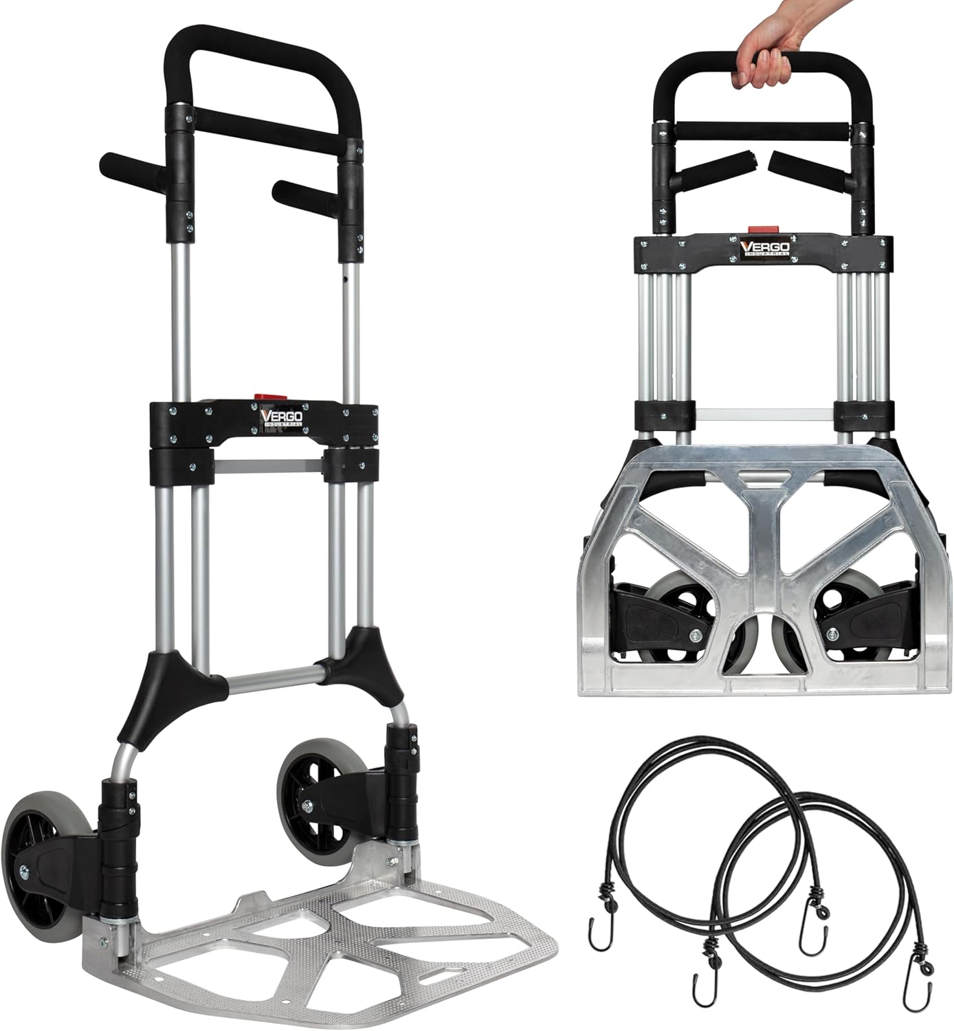 Vergo Folding Hand Truck Dolly with 400 lbs Capacity and 50 in Handle
