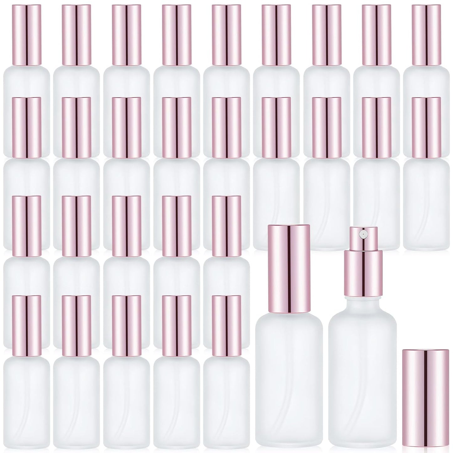 30 Pcs Rose Gold Glass Spray Bottles for Travel and Storage