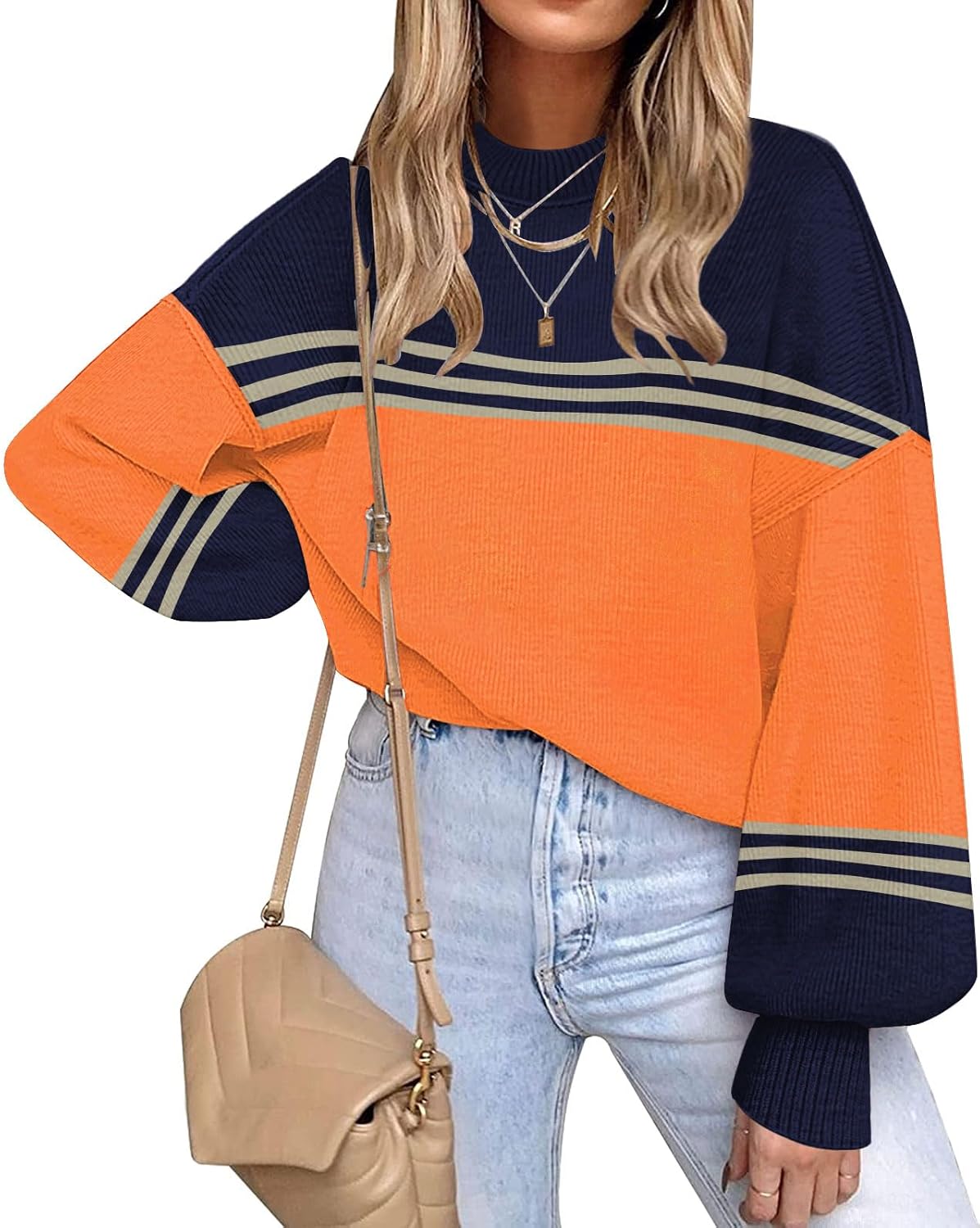 ETCYY Womens Sweaters Fall 2025 Batwing Long Sleeve Knit Tops