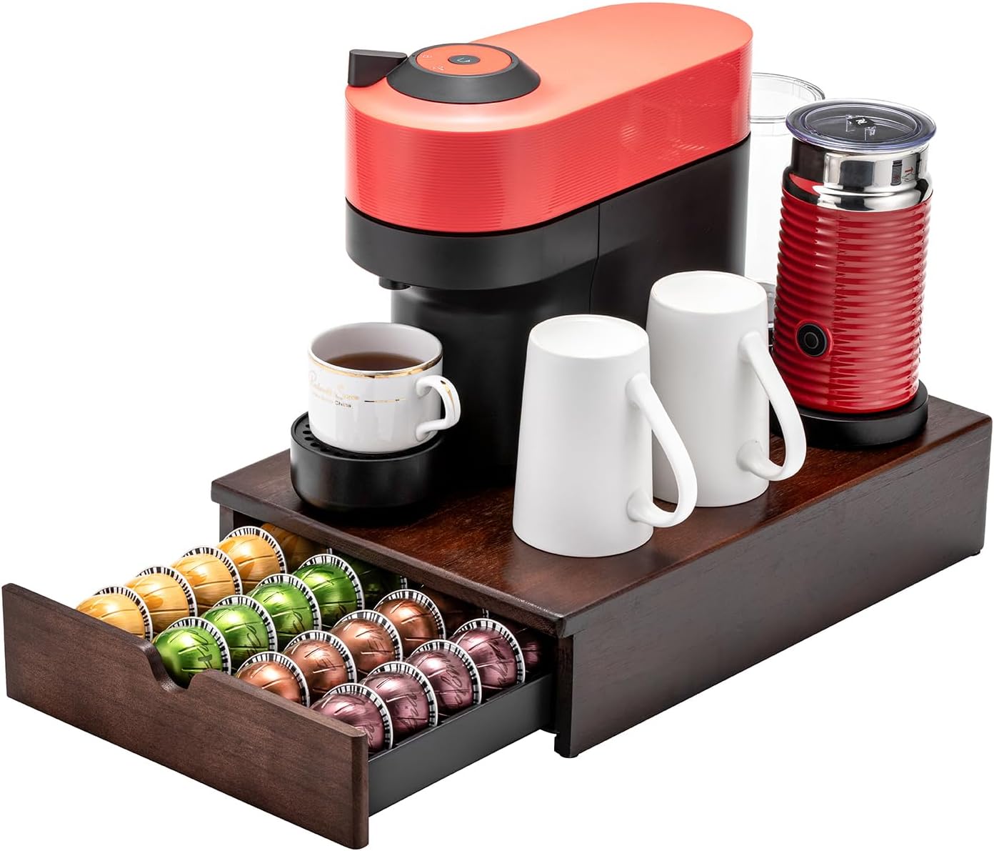 Modern Wood Coffee Pod Holder - 40 Pods Capacity