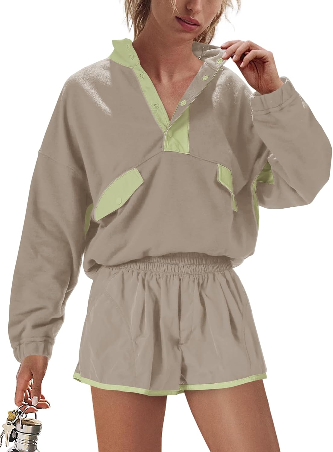 Nirovien Womens Workout Sets Athletic Short Sweat Set Activewear