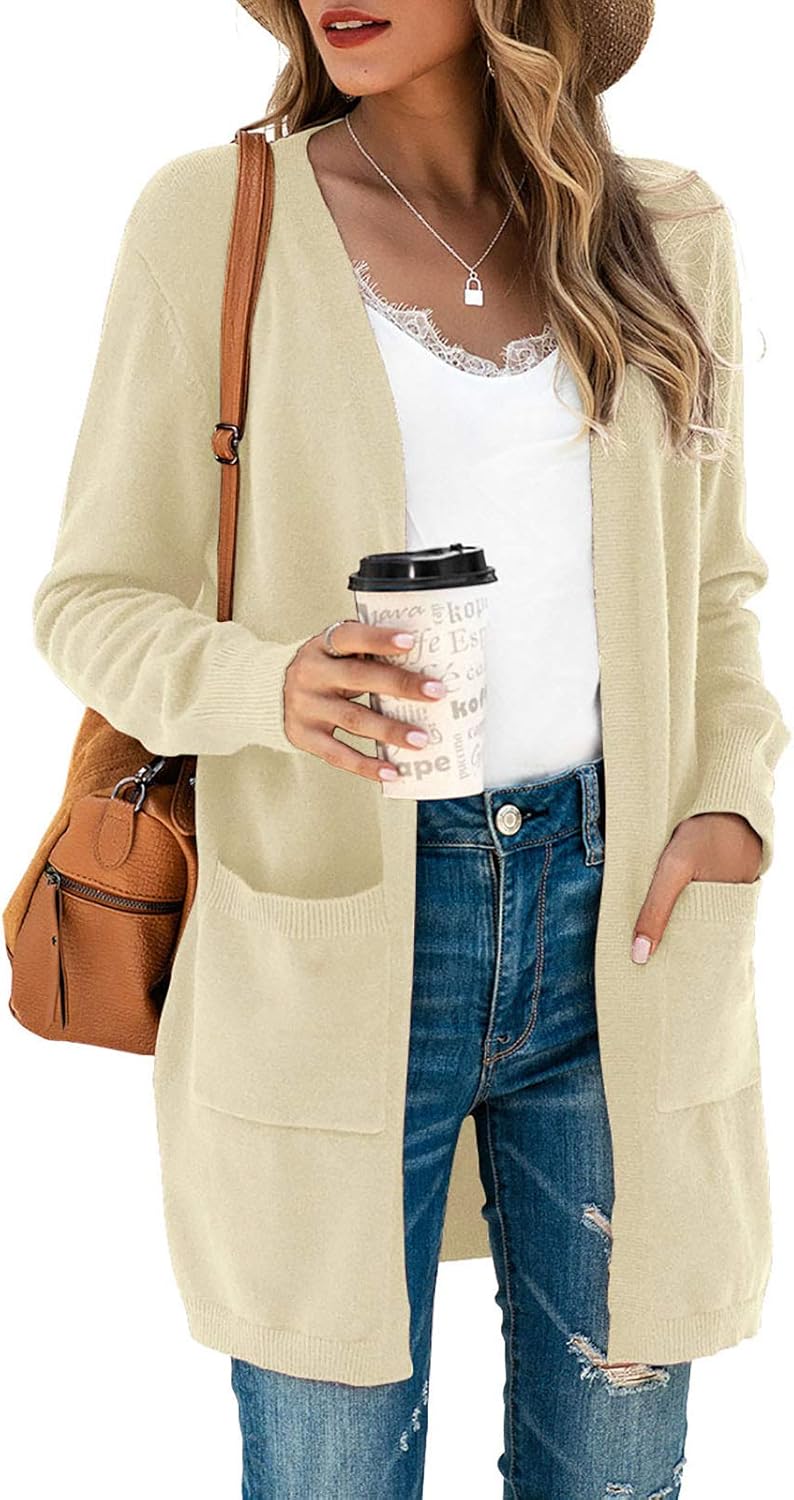 TASAMO Women's Kimono Cardigan: Oversized Soft Outwear with Pockets