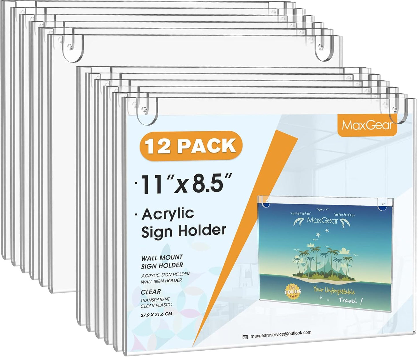 MaxGear Acrylic Sign Holder 8.5 x 11 Inch for Home and Office