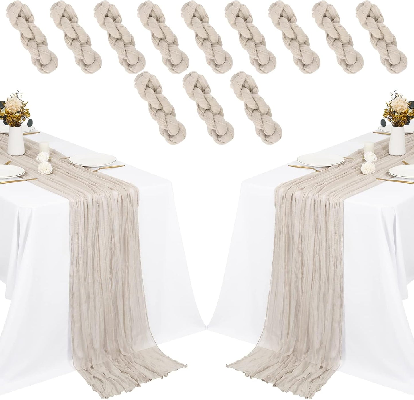 12 Pack Rosy Brown Cheesecloth Table Runner for Elegant Events