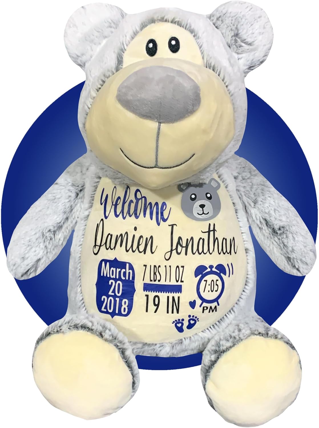 Birth Stat Stuffed Animal - Personalized Baby Boy Gifts