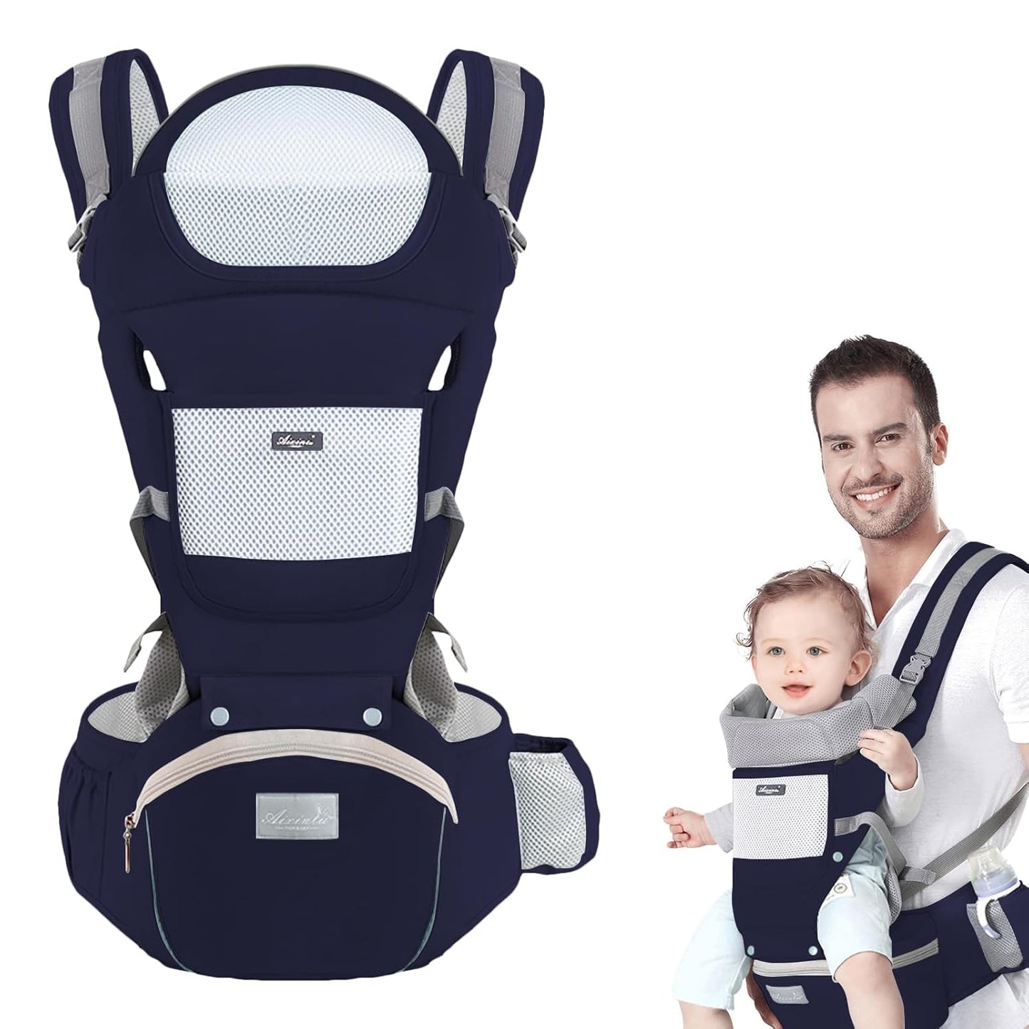 Ergonomic Baby Carrier with Hip Seat for Newborn to Toddler