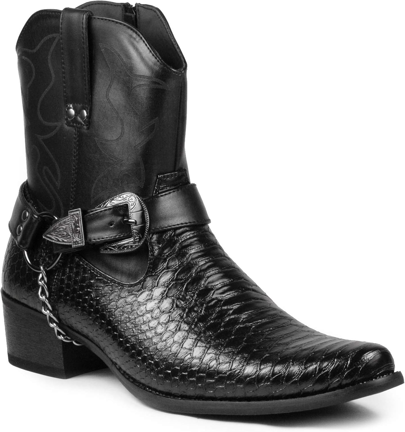 Metrocharm Diego-01 Men's Belt Buckle Chain Strap Cowboy Boots