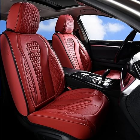 Coverado Leather Seat Covers - Luxury Red Car Seat Protectors