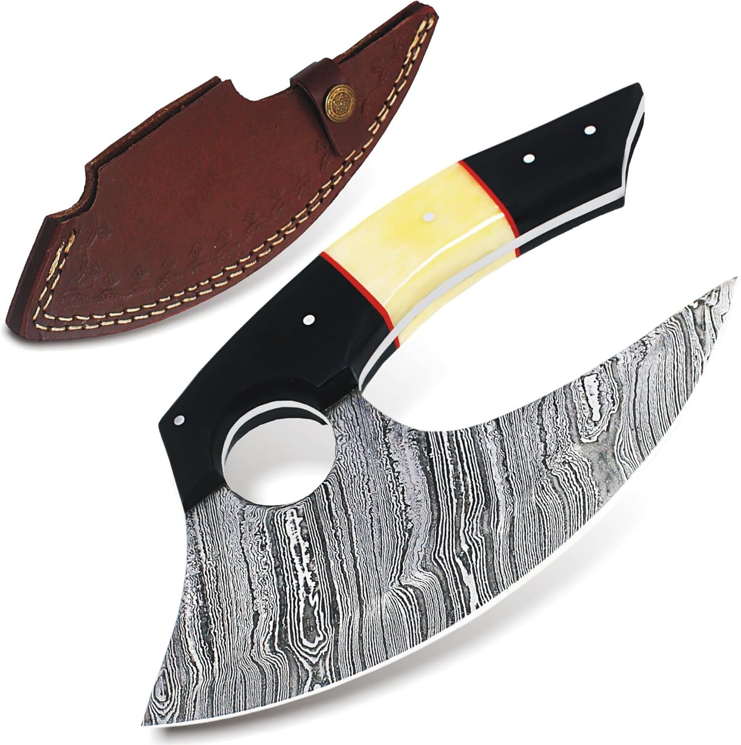 SHARDBLADE Alaskan Ulu Knife - Handmade Damascus Steel Cutter