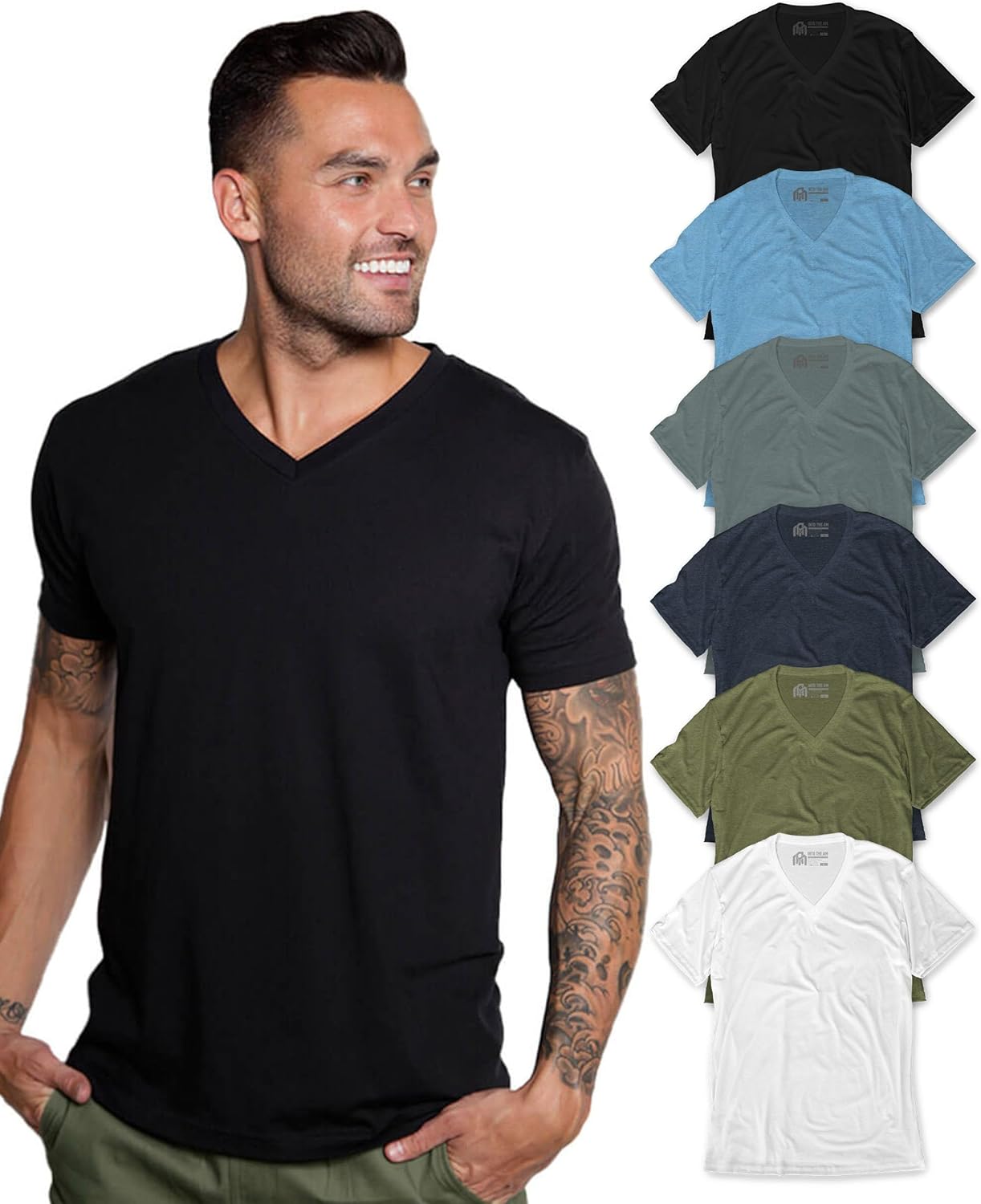 INTO THE AM Premium V Neck T Shirts for Men - Stylish Comfort