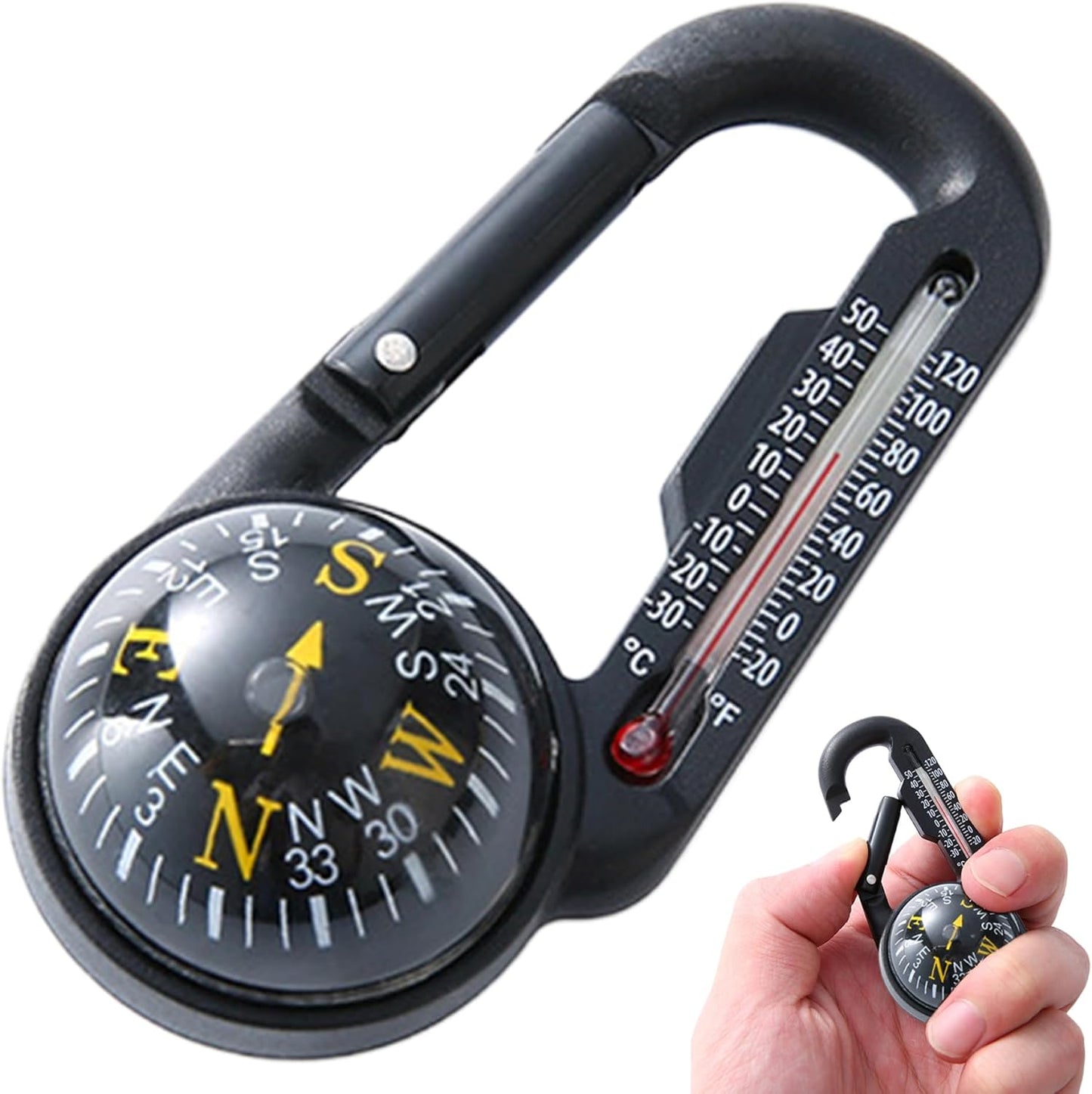 Waterproof Pocket Compass with Thermometer Clip