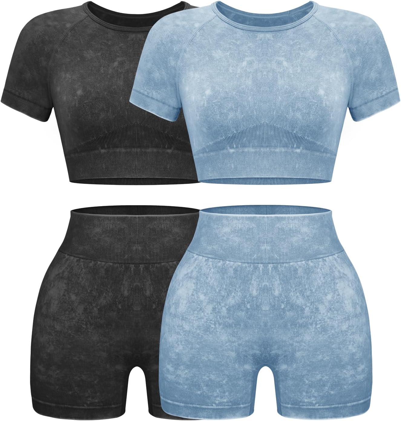 OLCHEE Womens Workout Sets - Seamless Acid Wash Yoga Outfits