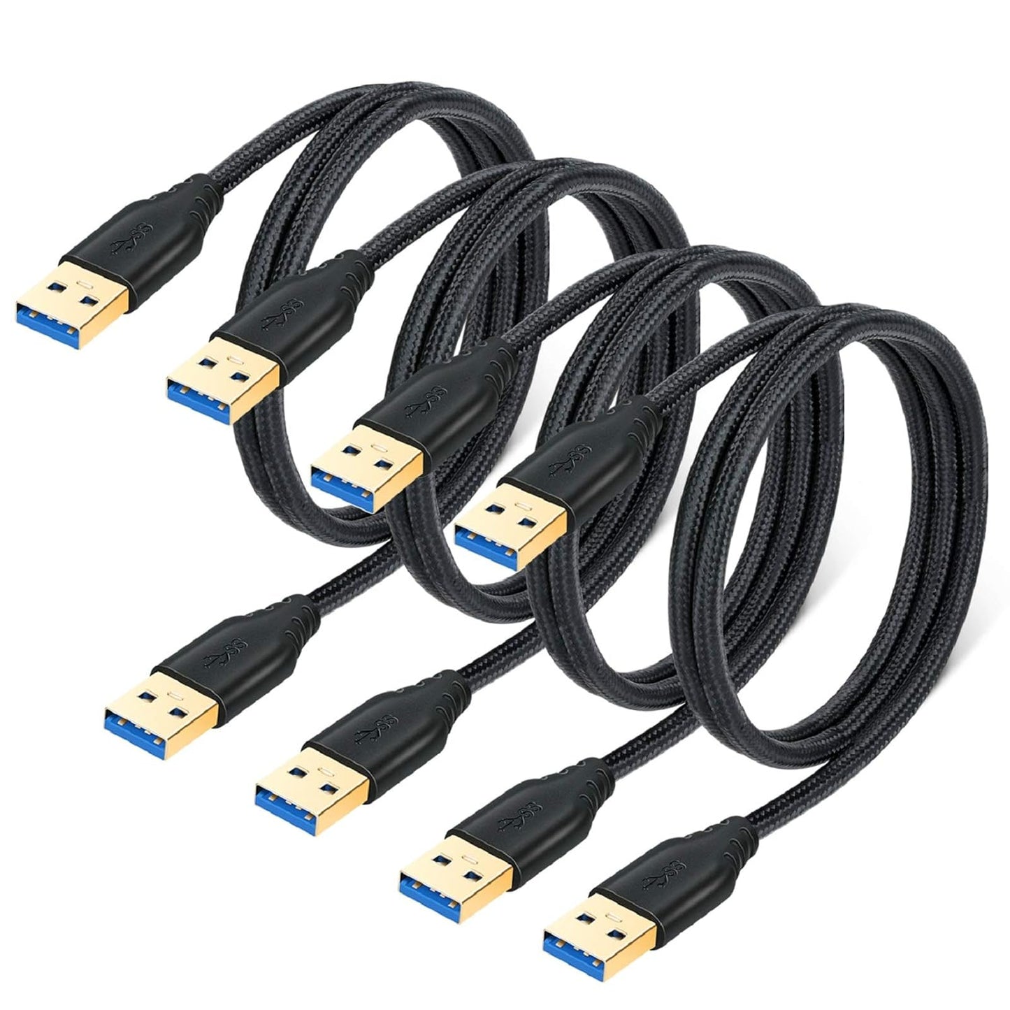 High Speed 4-Pack USB 3.0 A to A Cable Set by Besgoods