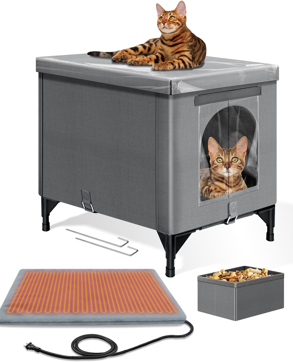 Heated Cat House for Outside with Insulated Waterproof Design