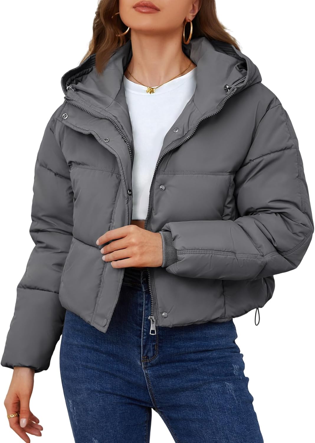 Yimoon Womens Winter Cropped Puffer Jacket for Cozy Warmth