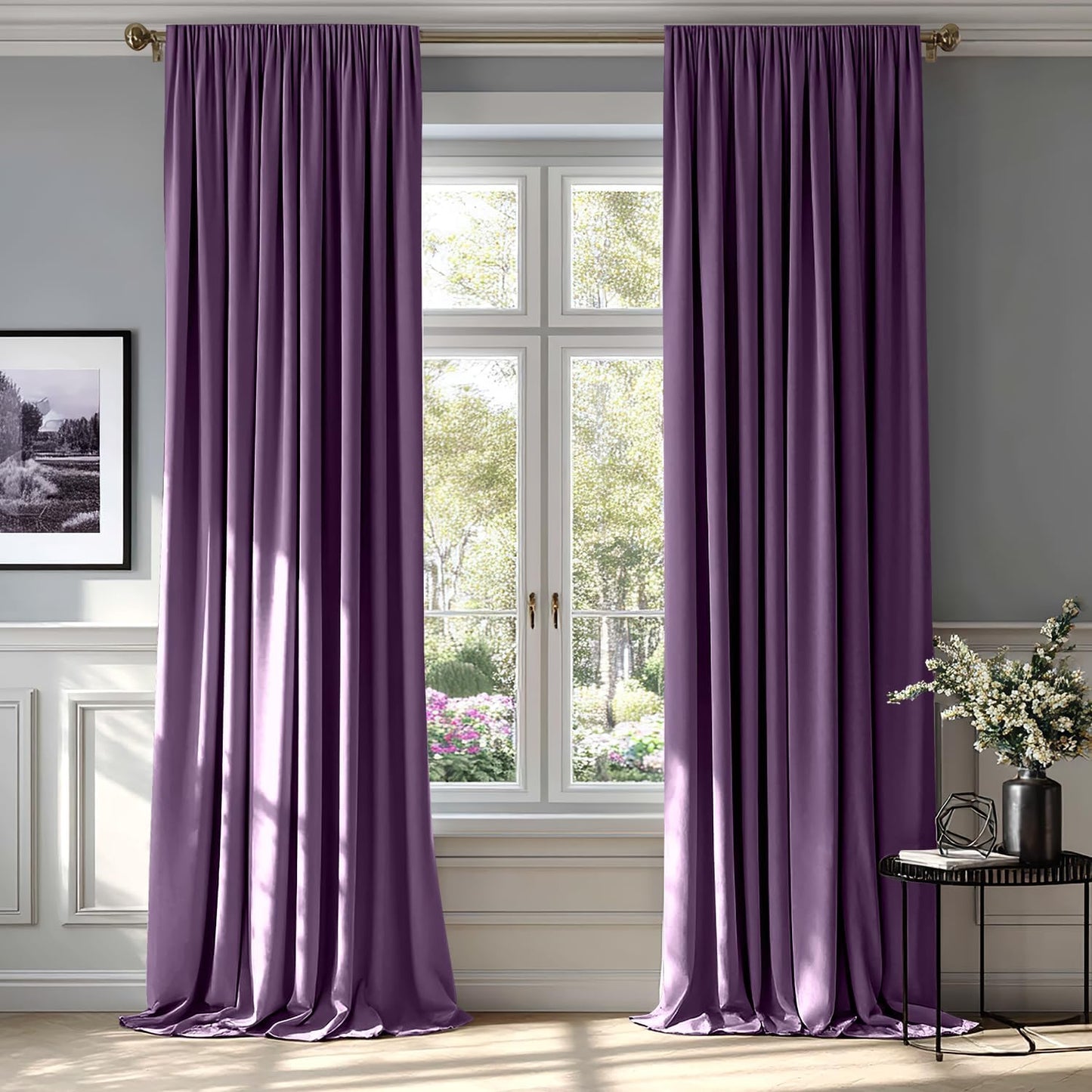 MIULEE Purple Velvet Curtains for Bedroom and Living Room