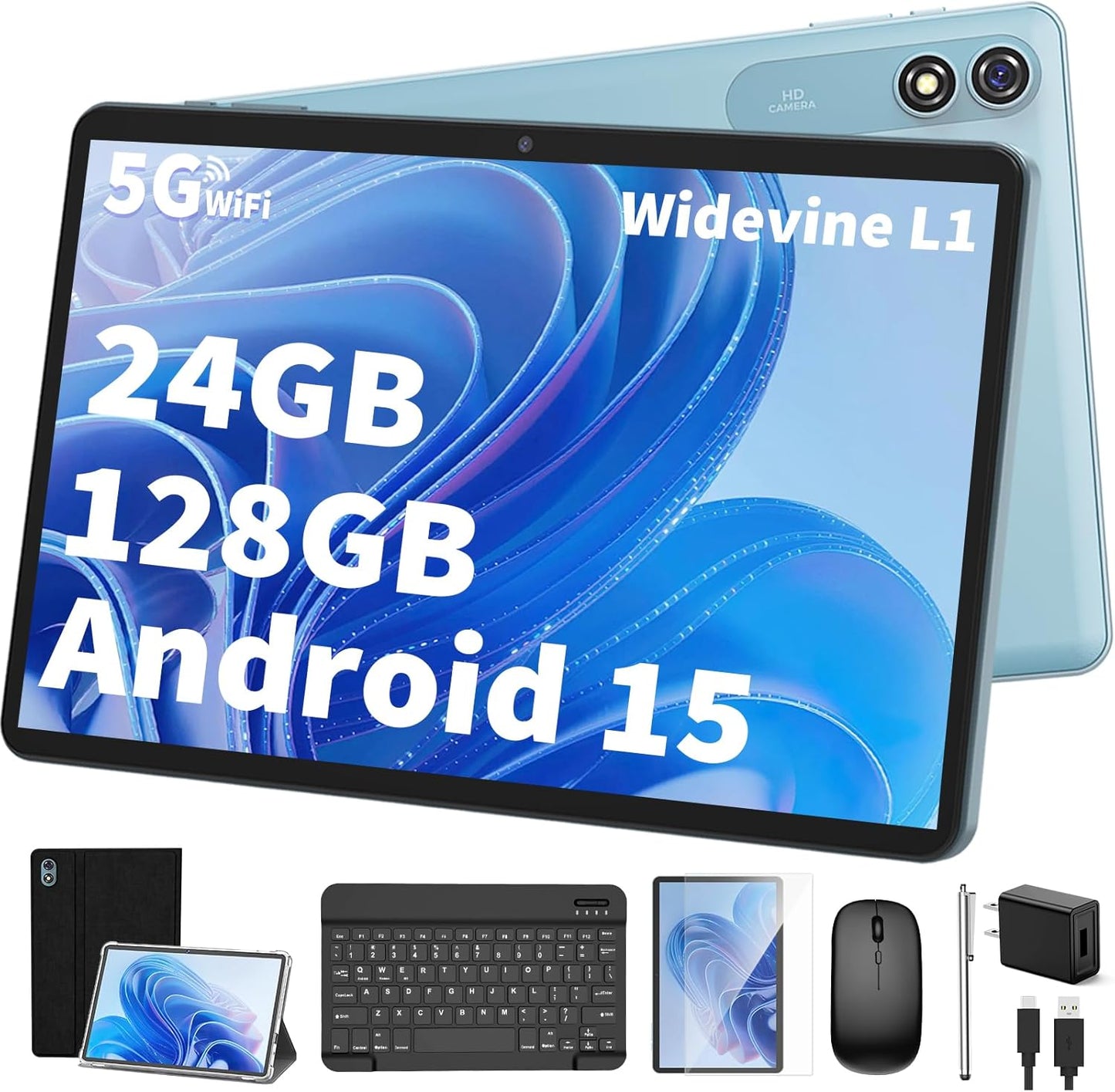 10 inch Android 15 Tablet with Keyboard and Accessories Included