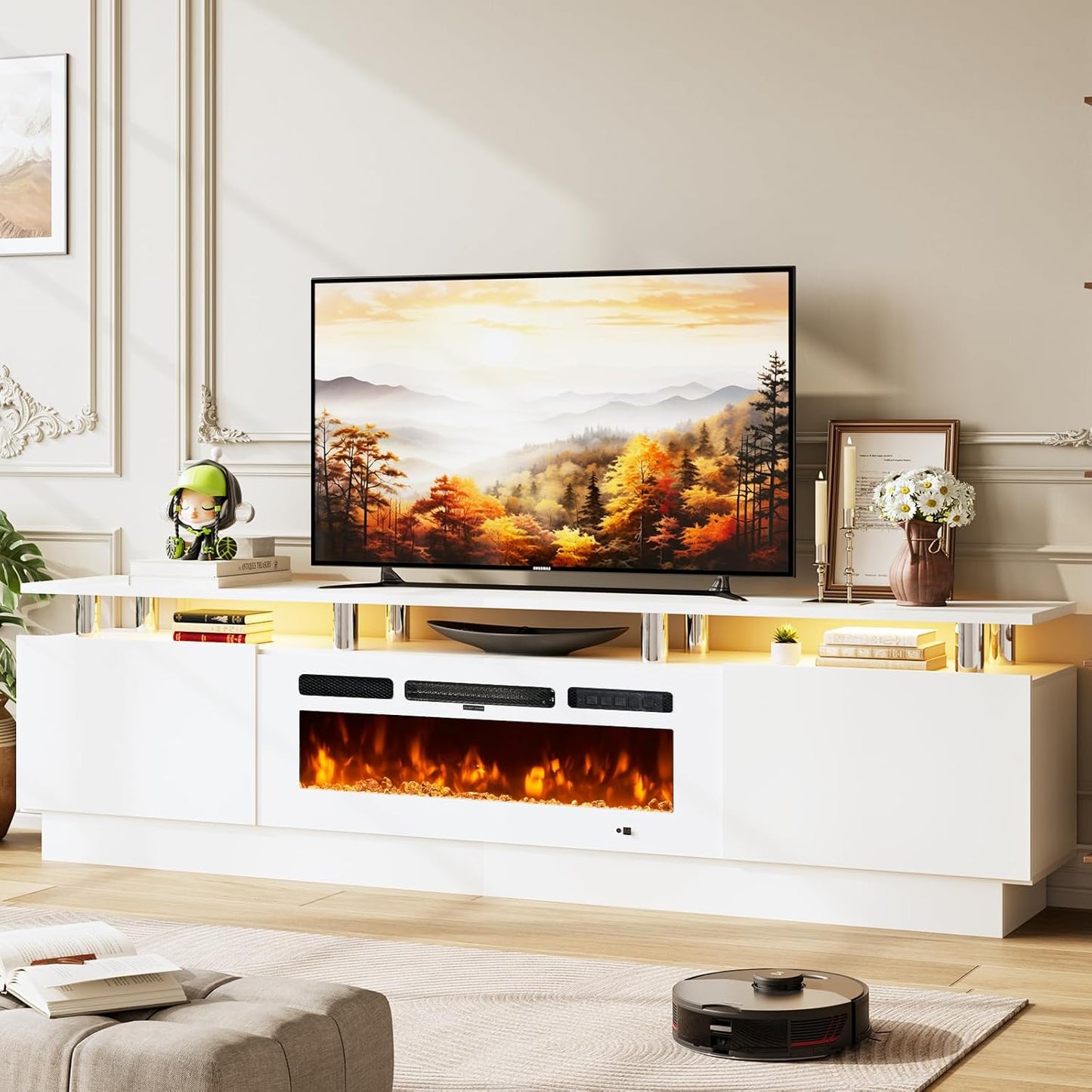 80in Entertainment Center & TV Stand with 36in Electric Fireplace