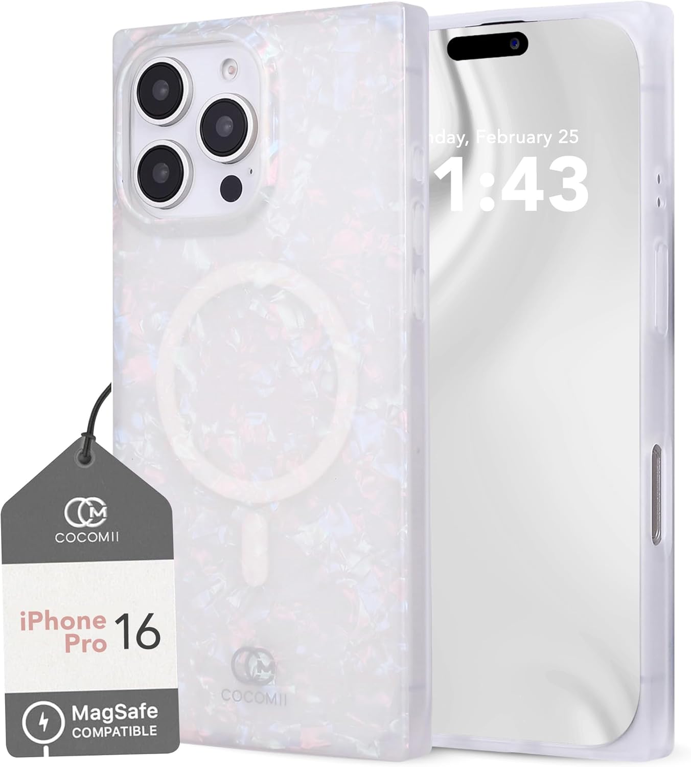 Cocomii Rectangle iPhone 16 Pro Case with Glossy Opalescent Finish