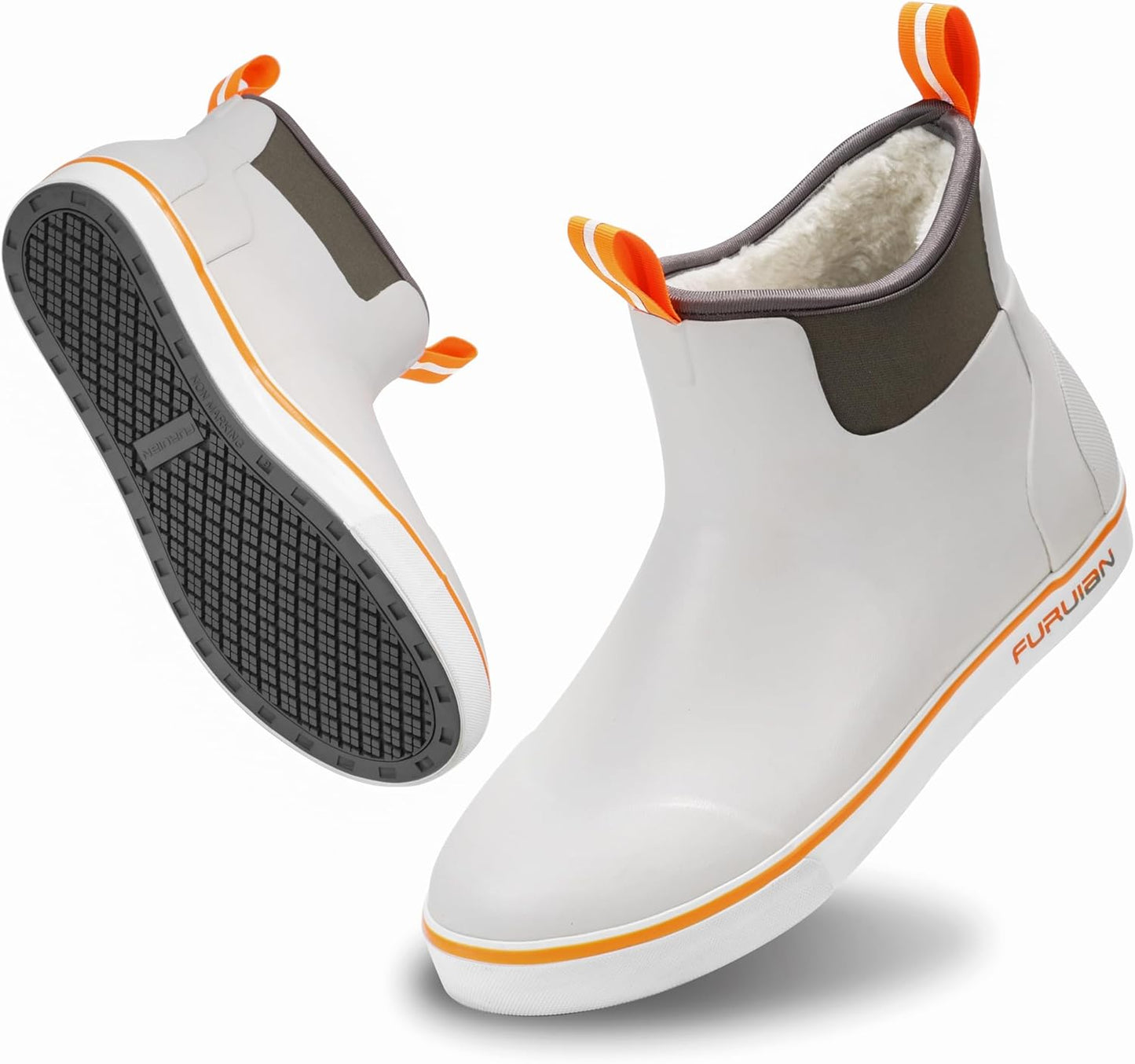 Furuian Men's Deck Boots with Fuzzy Lining for Winter Comfort