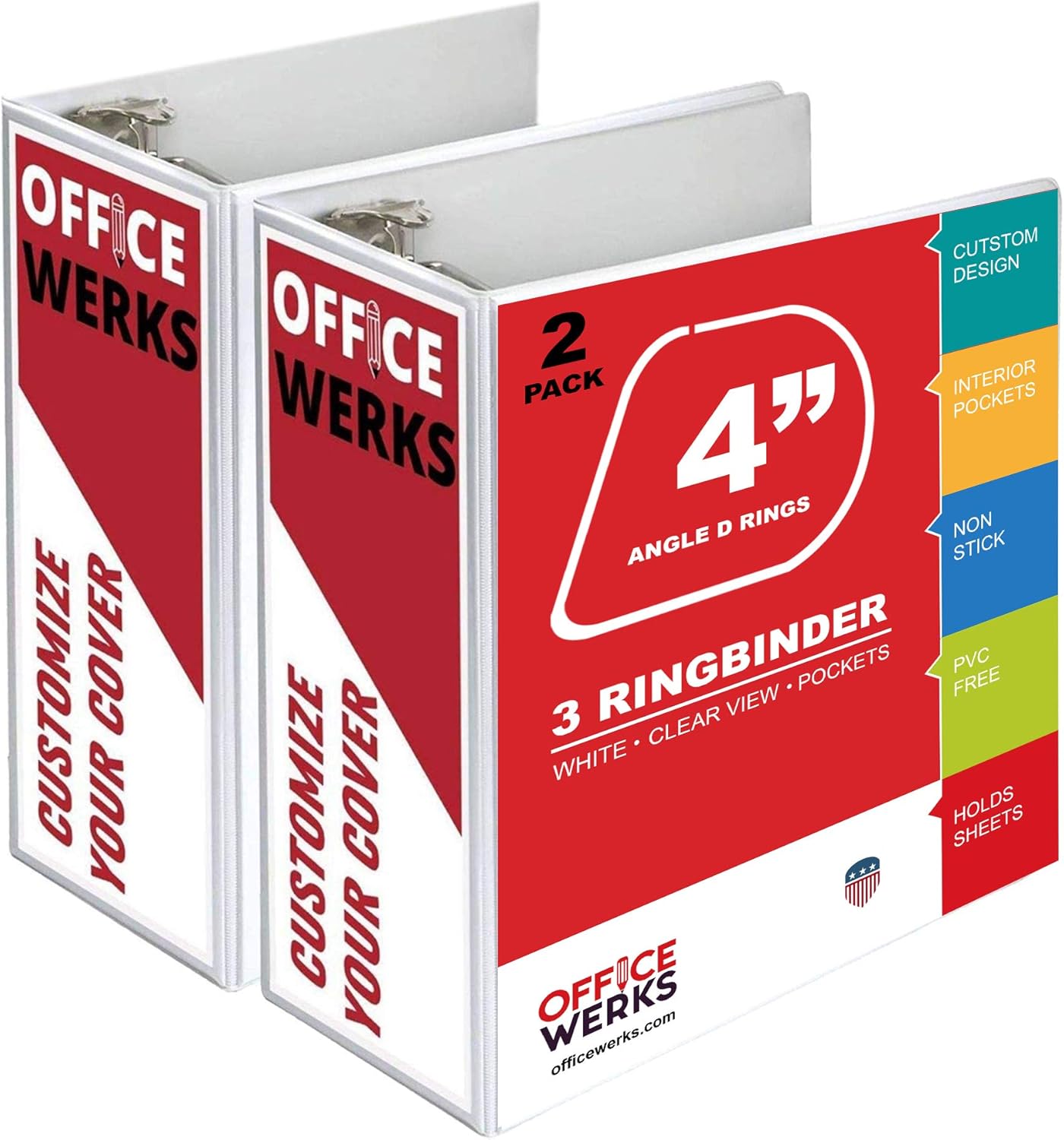 Performore 4 D Ring Binder, Crystal Clear View (2 Pack)