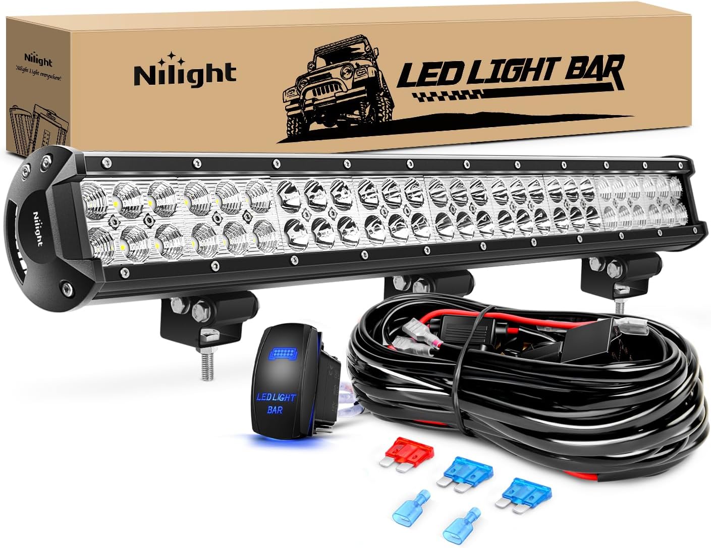 Nilight LED Light Bar 25Inch 162W for Off Road Vehicles