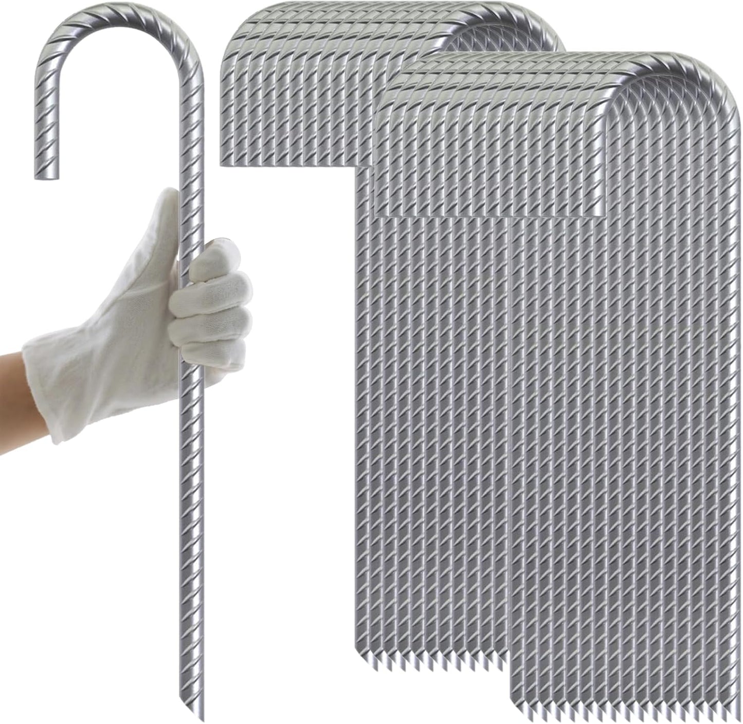 Heavy Duty Rebar Stakes 12in J Hook Anchors for Garden Use
