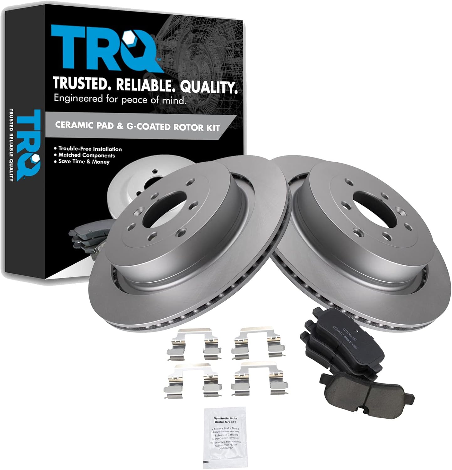TRQ Rear Brake Pad & Rotor Kit for Land Rover Vehicles