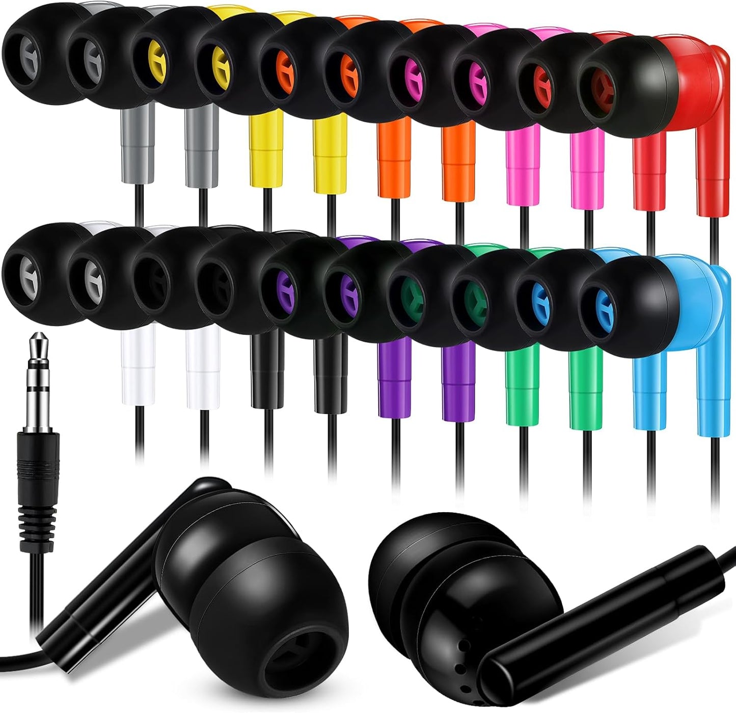Kanayu 100 Pack Wired Earbuds for Classroom Use and More