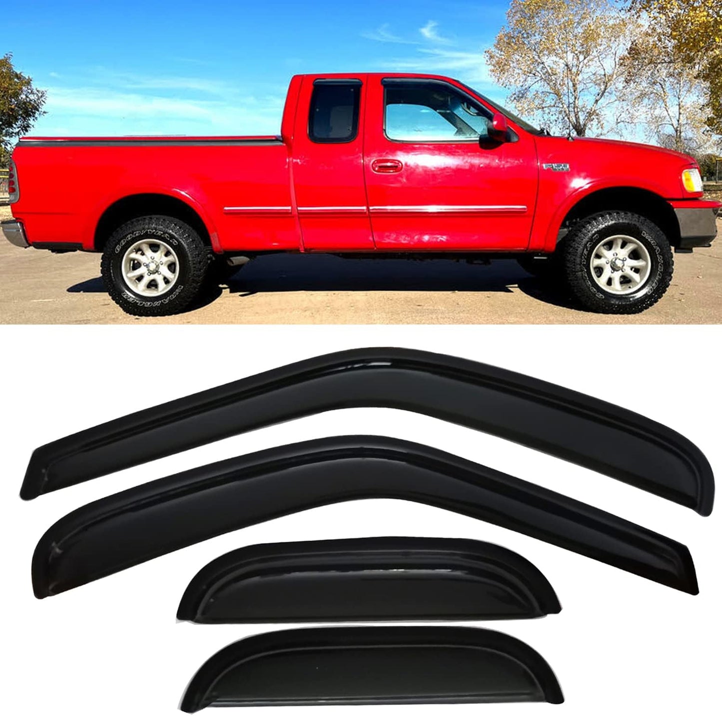 Window Visors Rain Guards for Ford F150 F250 1997-2003 Models