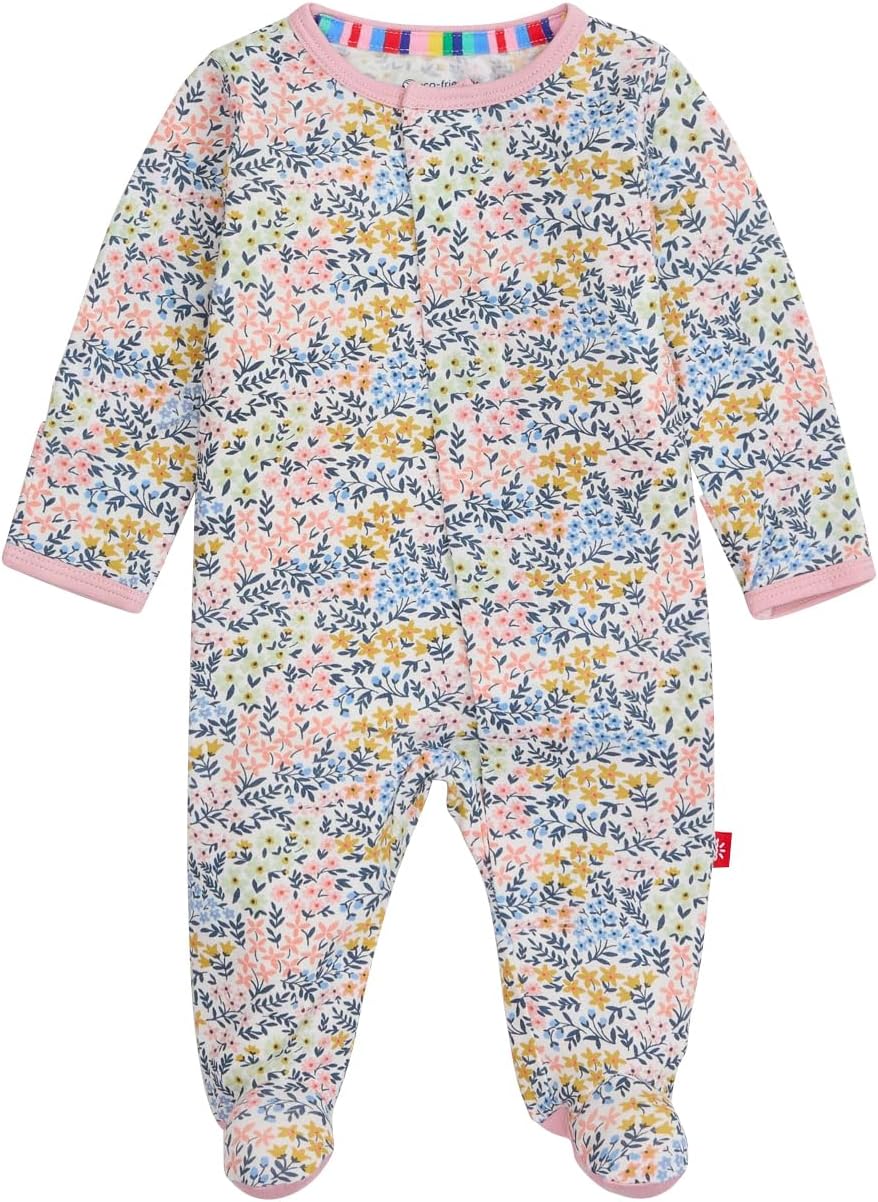 Magnetic Me Girls Modal Baby Footie Pajamas for Easy Dressing