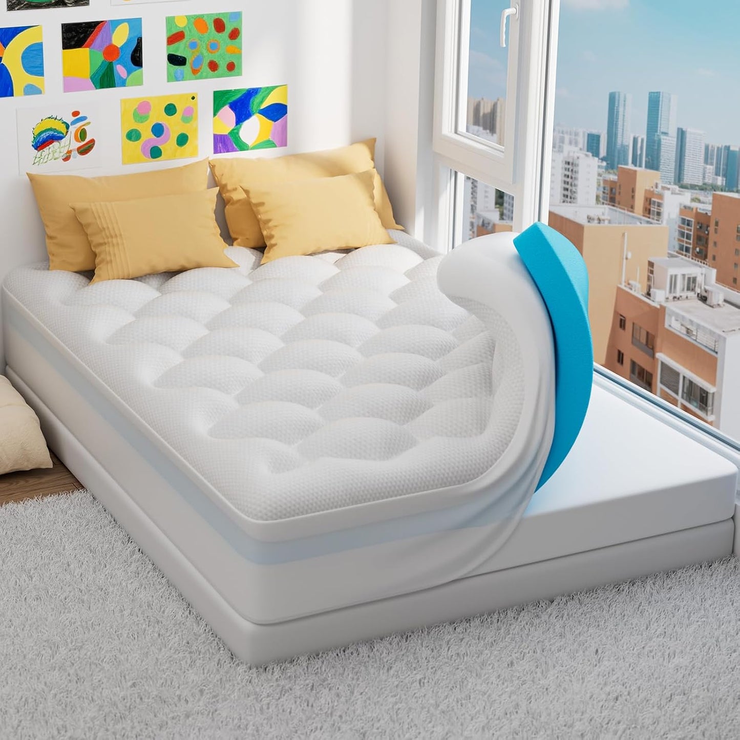 OhGeni Cooling 4 Inch Dual Layer Mattress Topper for Comfort