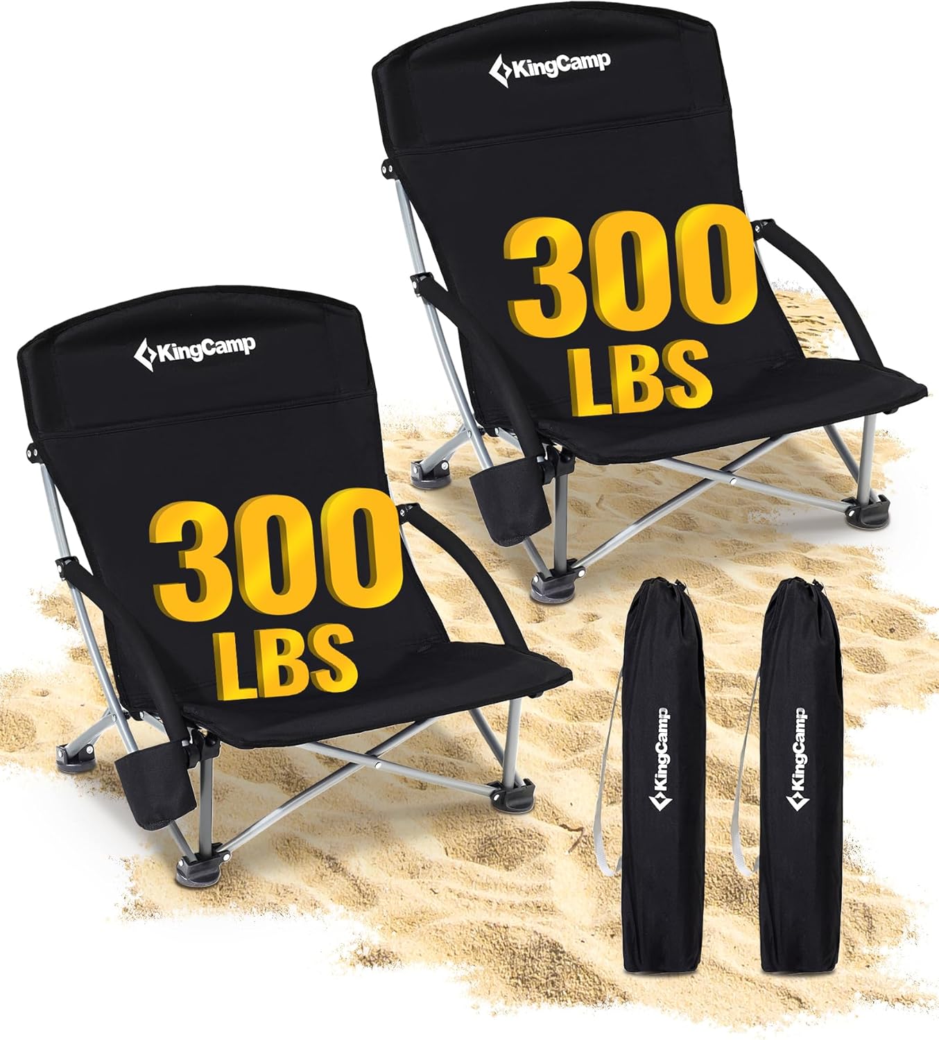 KingCamp Low Beach Chairs for Adults - Portable Folding Comfort
