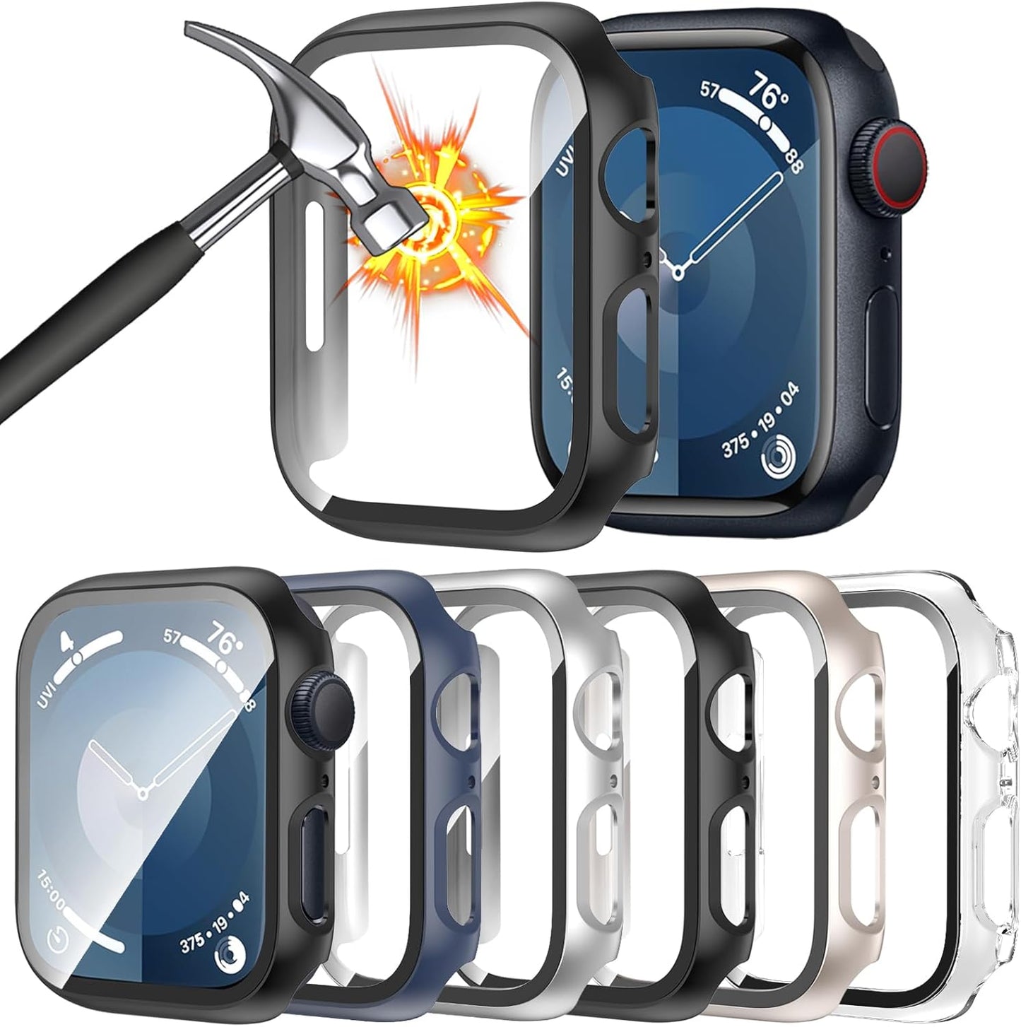 Ultra-Thin Full Coverage Apple Watch Case 45mm Series 7/8/9 Screen Protector