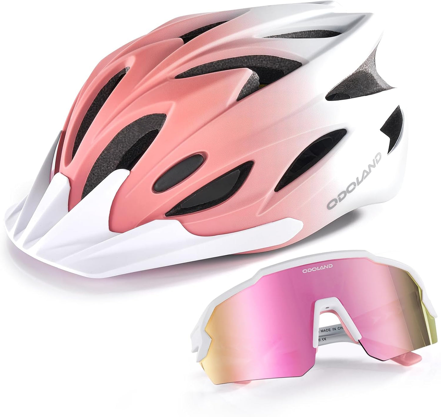Odoland Adult Bike Helmet and Sunglasses Set for Safe Riding