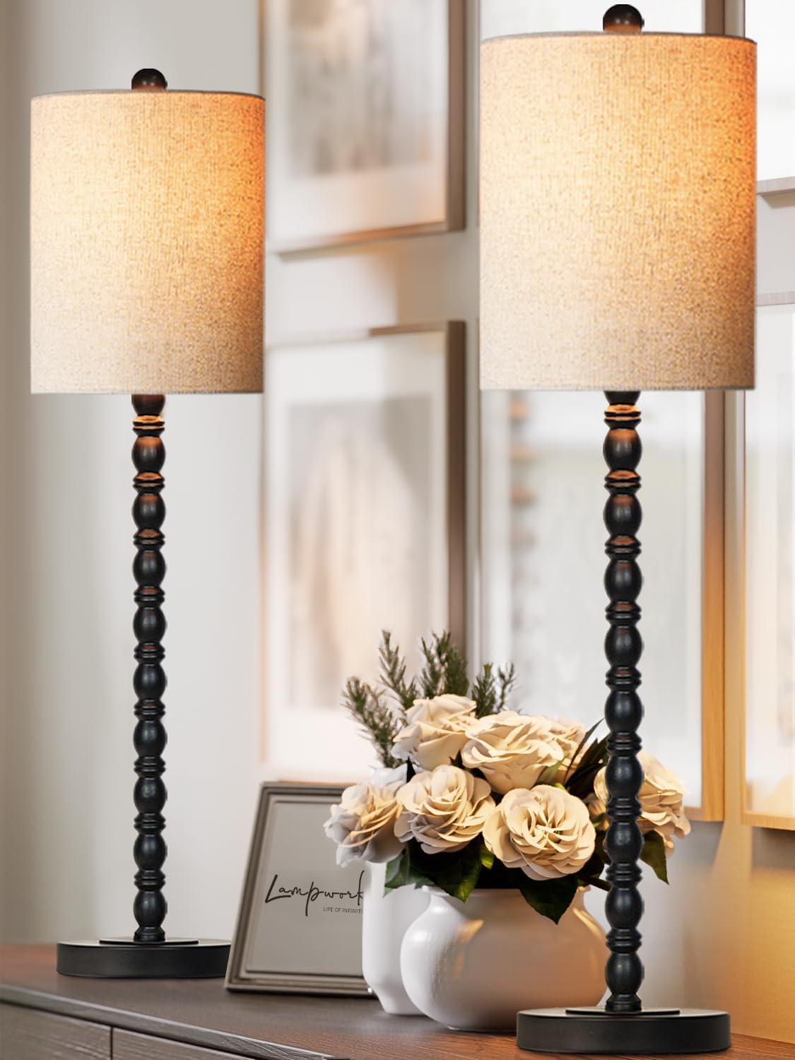 Buffet Lamps Set of 2 - 30in Tall with Elegant Design