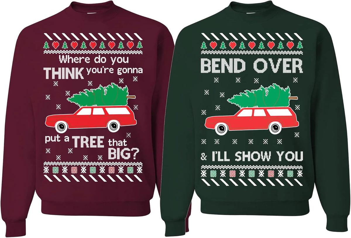 Wild Custom Apparel Ugly Christmas Sweatshirt for Couples Fun