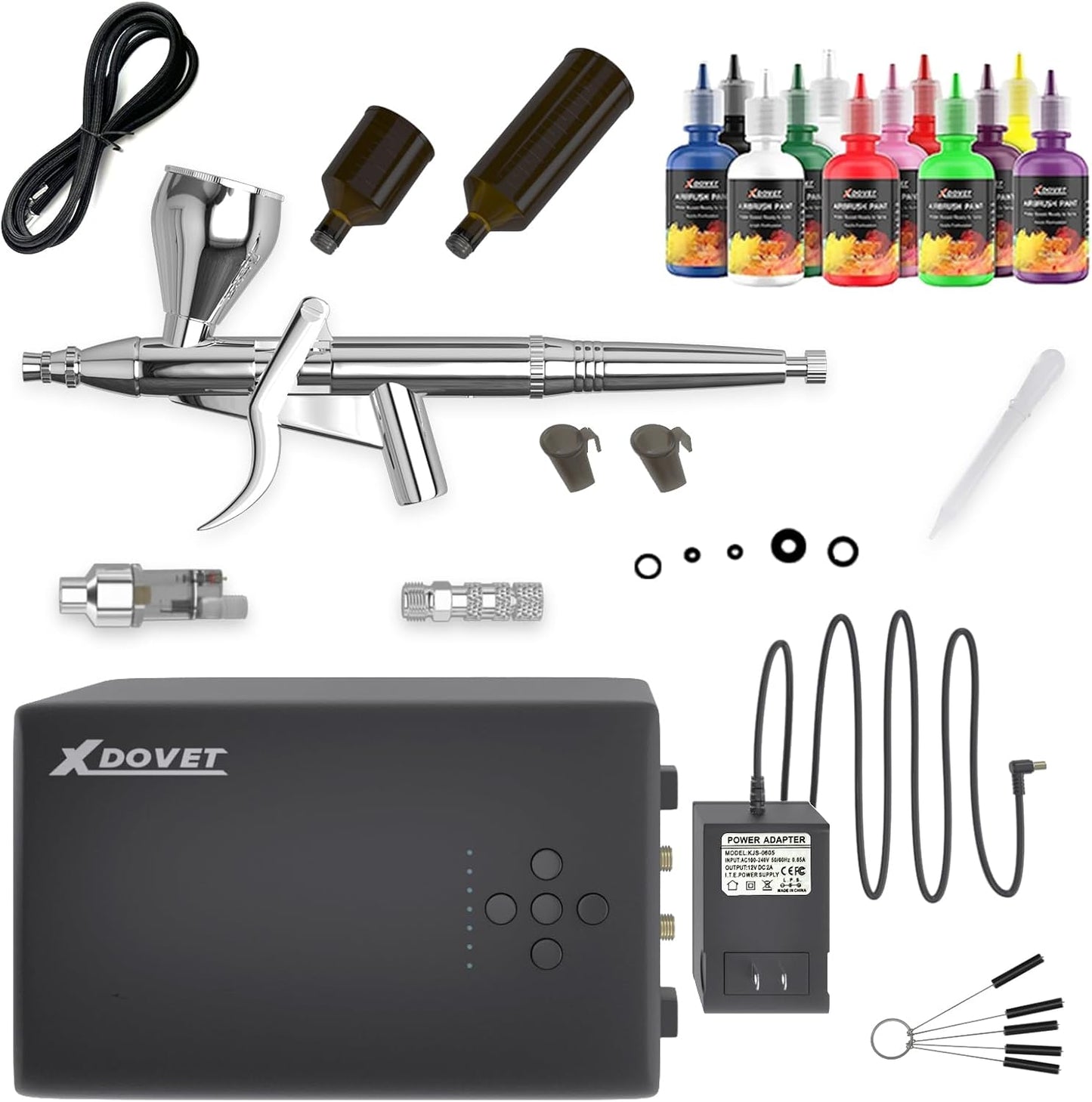 Pro Airbrush Kit: 55PSI Pressure, 12-Color Paint, 6-Speed Trigger