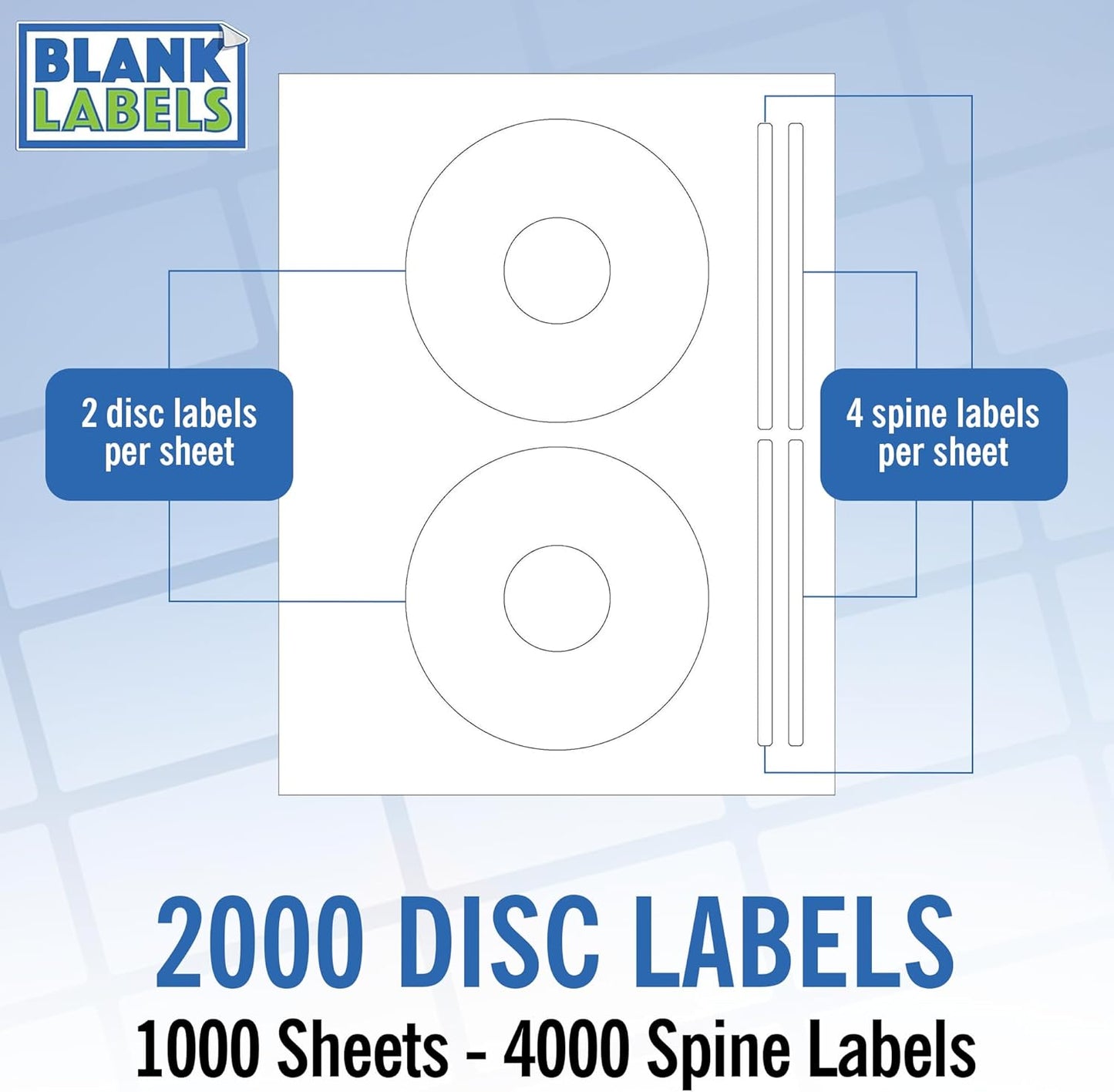2000 CD DVD Labels Blank Labels for Laser and Inkjet Printers